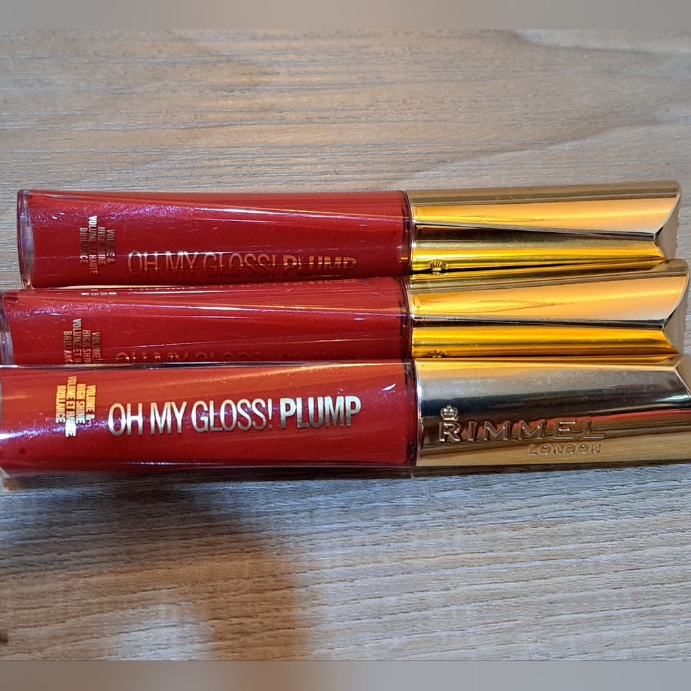 3 Brand New Rimmel London Oh My Gloss! Plump Lip Gloss Set; 500 Saucy